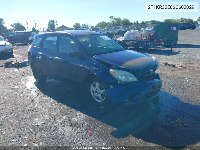 2006 Toyota Matrix VIN: 2T1KR32E86C602829 Lot: 39836356