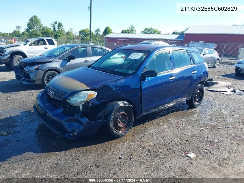 2006 Toyota Matrix VIN: 2T1KR32E86C602829 Lot: 39836356