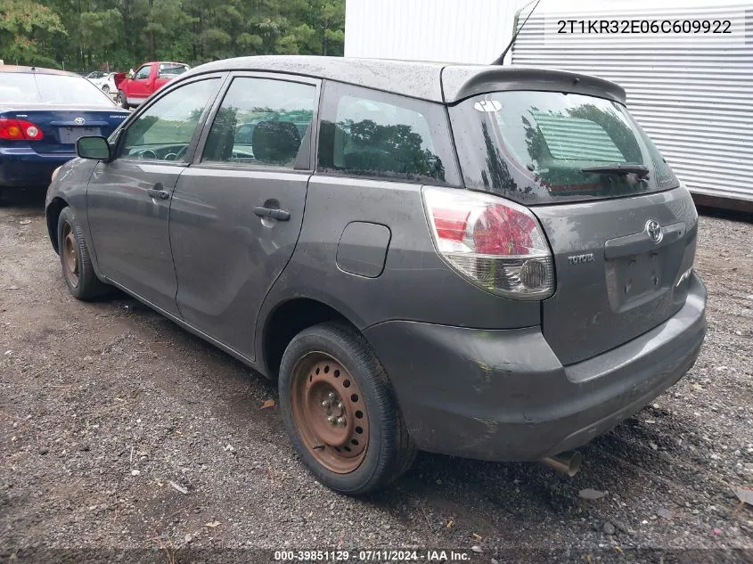 2006 Toyota Matrix VIN: 2T1KR32E06C609922 Lot: 39851129