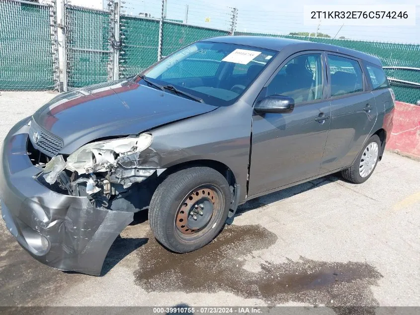 2006 Toyota Matrix VIN: 2T1KR32E76C574246 Lot: 39910755