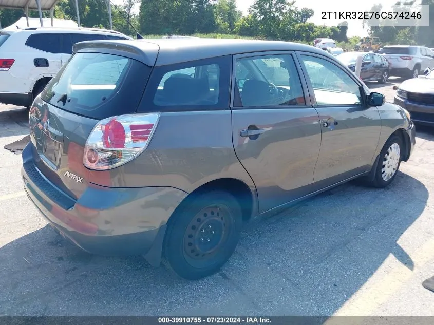 2006 Toyota Matrix VIN: 2T1KR32E76C574246 Lot: 39910755