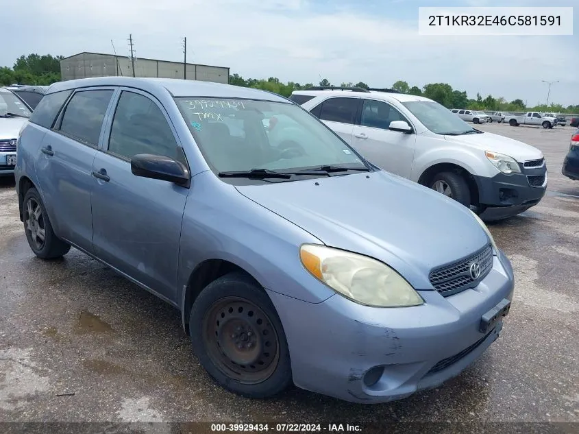 2006 Toyota Matrix VIN: 2T1KR32E46C581591 Lot: 39929434