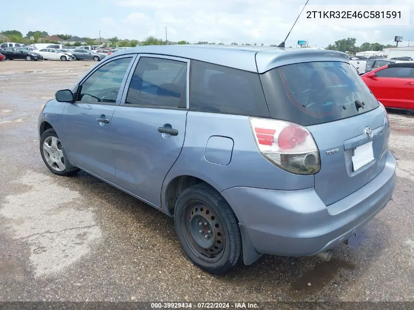 2006 Toyota Matrix VIN: 2T1KR32E46C581591 Lot: 39929434