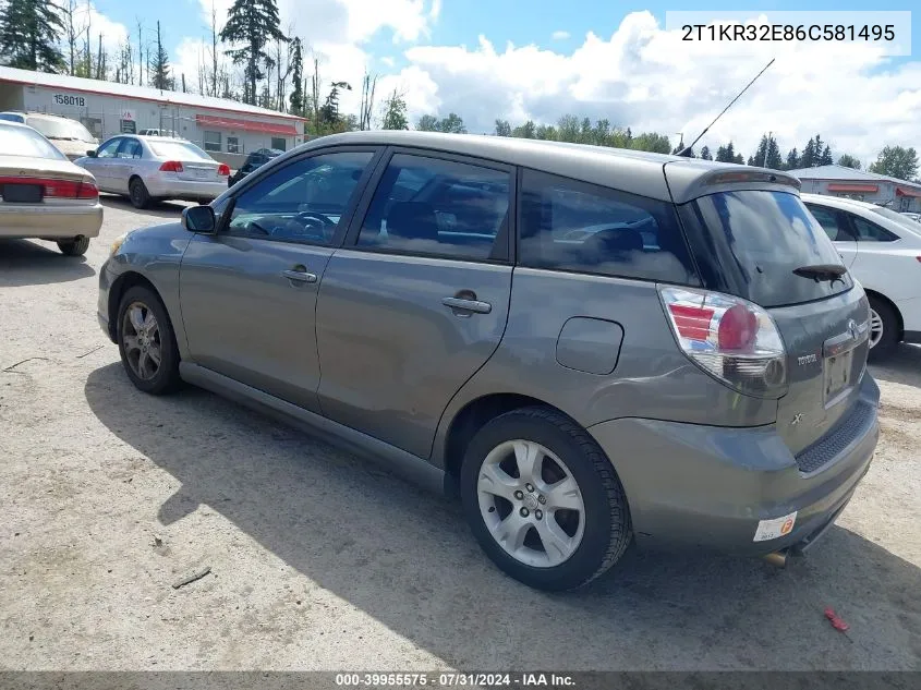 2006 Toyota Matrix Xr VIN: 2T1KR32E86C581495 Lot: 39955575