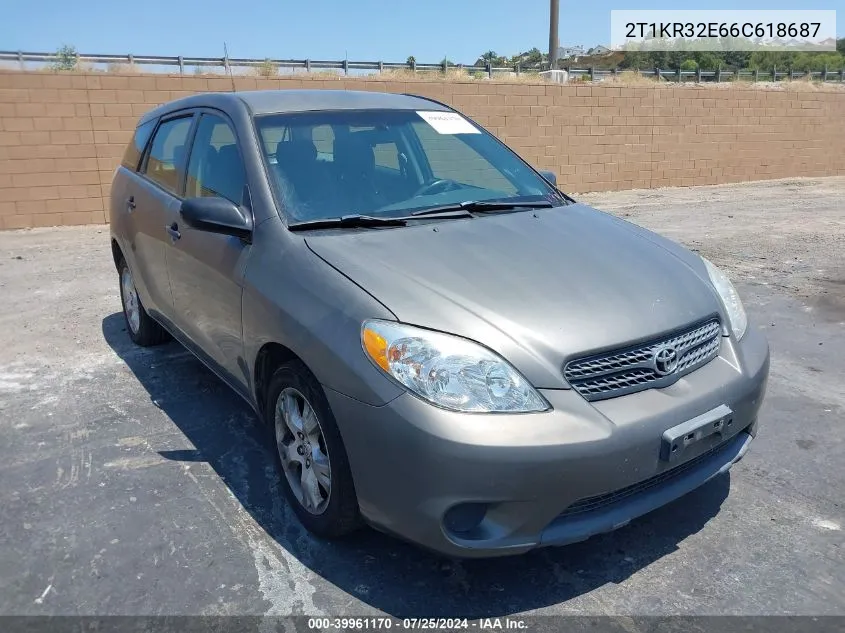 2006 Toyota Matrix VIN: 2T1KR32E66C618687 Lot: 39961170