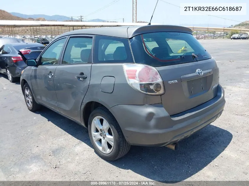 2006 Toyota Matrix VIN: 2T1KR32E66C618687 Lot: 39961170