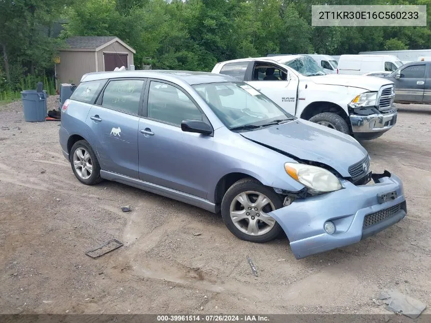 2006 Toyota Matrix Xr VIN: 2T1KR30E16C560233 Lot: 39961514