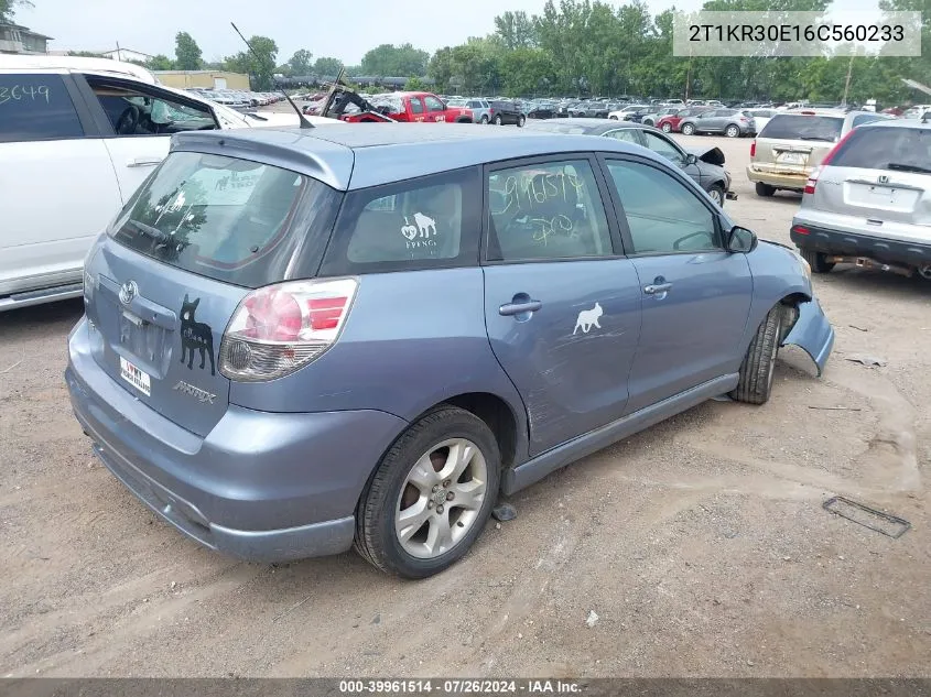 2006 Toyota Matrix Xr VIN: 2T1KR30E16C560233 Lot: 39961514