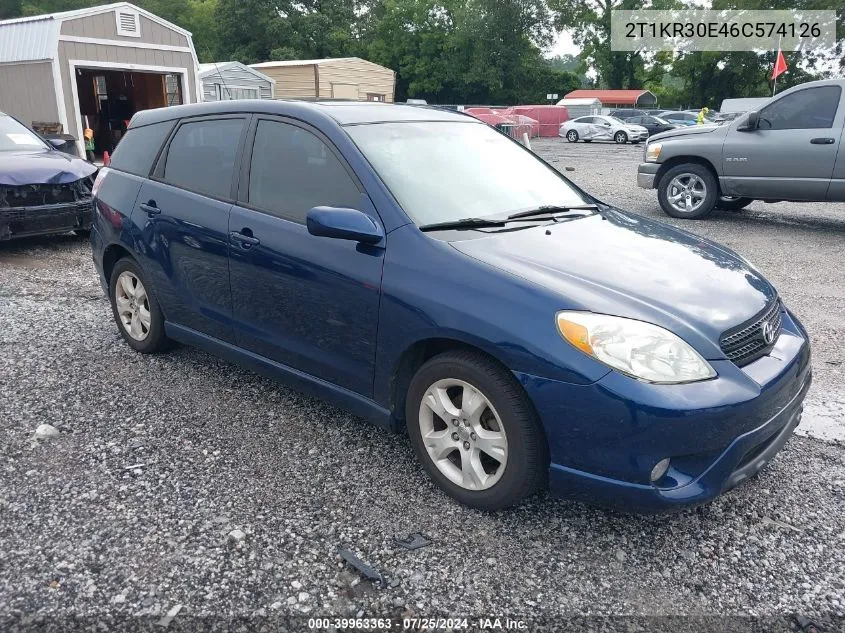 2006 Toyota Matrix Xr VIN: 2T1KR30E46C574126 Lot: 39963363