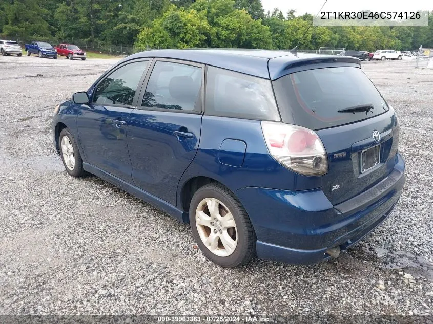 2006 Toyota Matrix Xr VIN: 2T1KR30E46C574126 Lot: 39963363