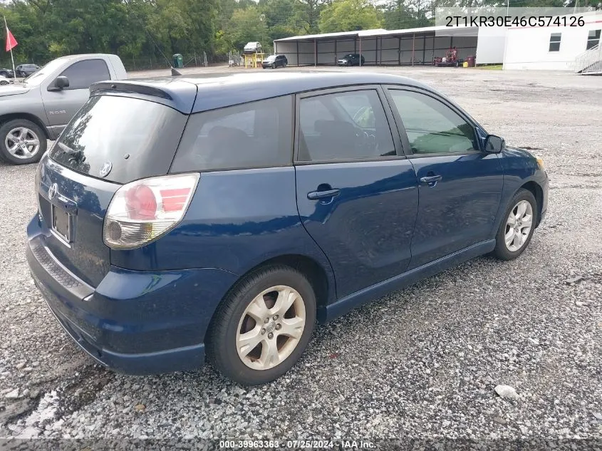 2006 Toyota Matrix Xr VIN: 2T1KR30E46C574126 Lot: 39963363