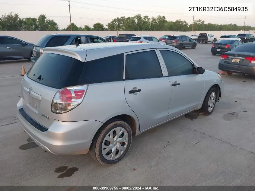 2006 Toyota Matrix Xr VIN: 2T1KR32E36C584935 Lot: 39969755