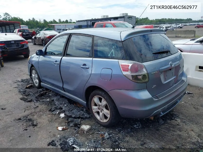 2006 Toyota Matrix Xr VIN: 2T1KR30E46C562977 Lot: 39974141