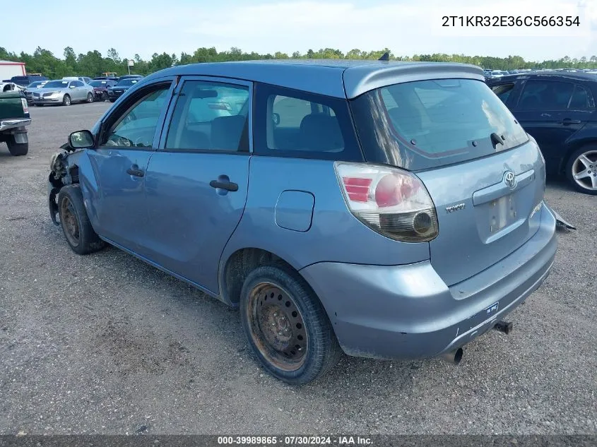 2006 Toyota Matrix VIN: 2T1KR32E36C566354 Lot: 39989865