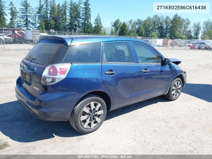 2006 Toyota Matrix VIN: 2T1KR32E86C616438 Lot: 40011793