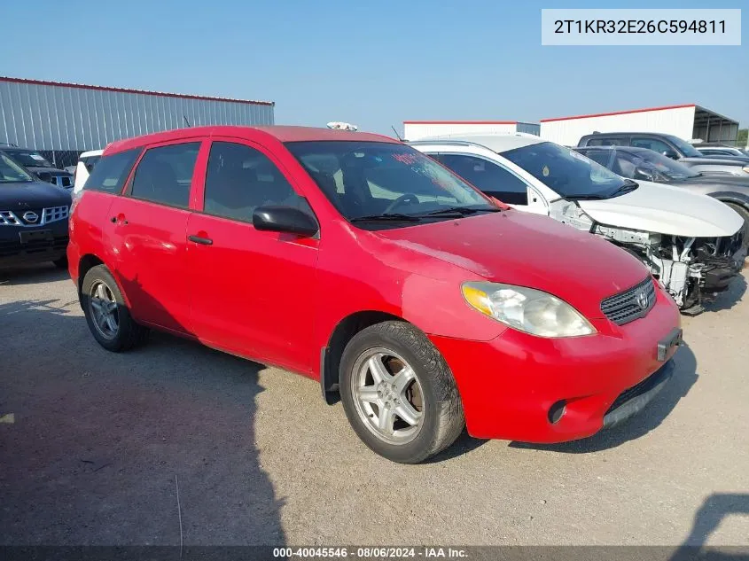 2006 Toyota Matrix Xr VIN: 2T1KR32E26C594811 Lot: 40045546