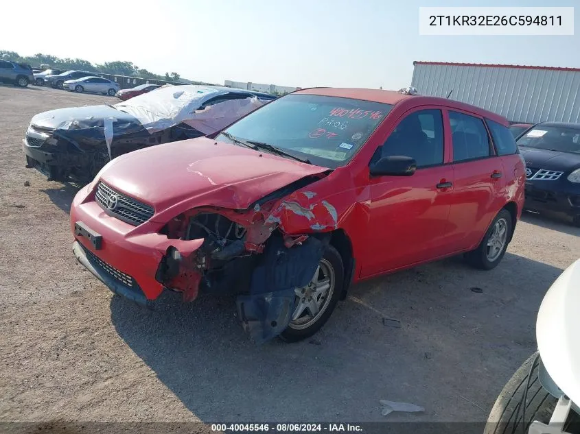 2006 Toyota Matrix Xr VIN: 2T1KR32E26C594811 Lot: 40045546