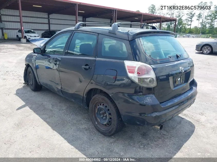 2006 Toyota Matrix Xr VIN: 2T1KR32E86C579603 Lot: 40084982