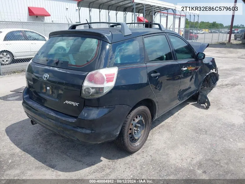 2006 Toyota Matrix Xr VIN: 2T1KR32E86C579603 Lot: 40084982