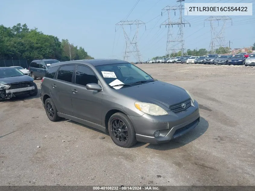 2006 Toyota Corolla Matrix Xr VIN: 2T1LR30E16C554422 Lot: 40108232