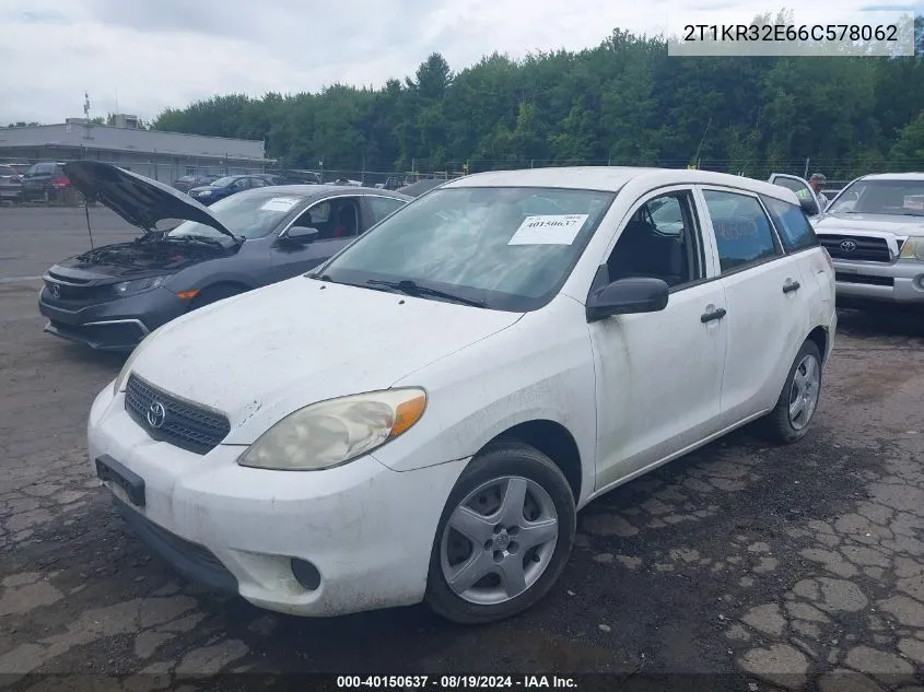 2006 Toyota Matrix VIN: 2T1KR32E66C578062 Lot: 40150637