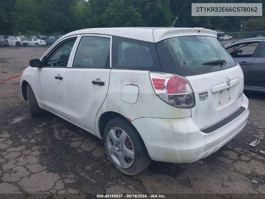 2006 Toyota Matrix VIN: 2T1KR32E66C578062 Lot: 40150637