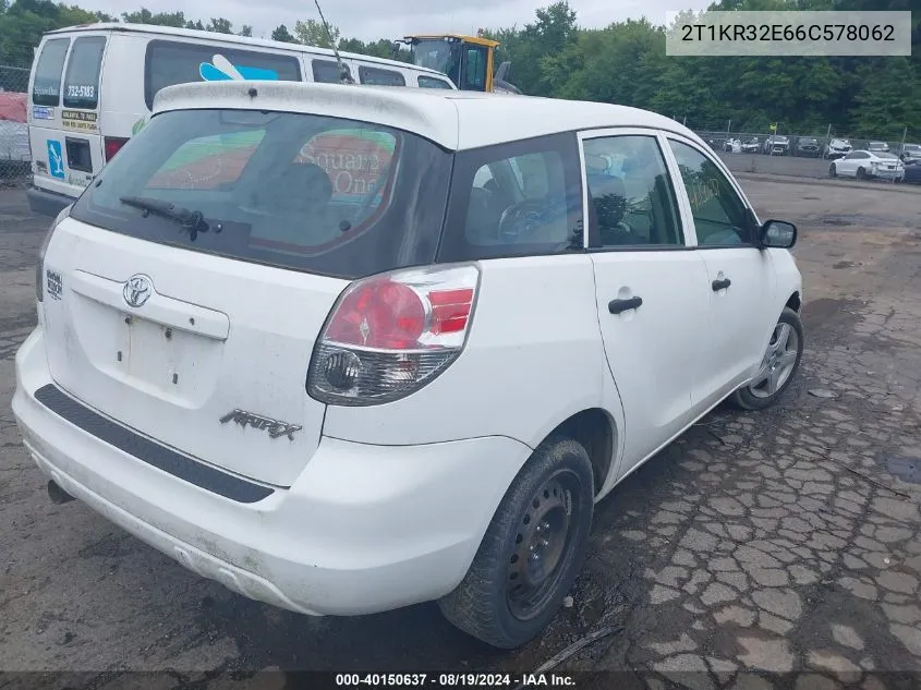 2006 Toyota Matrix VIN: 2T1KR32E66C578062 Lot: 40150637