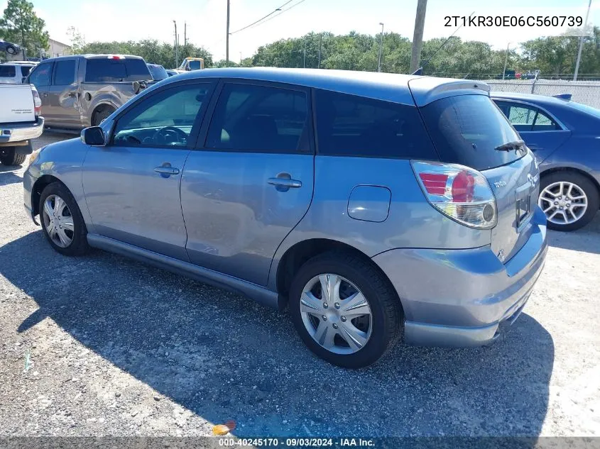 2006 Toyota Matrix Xr VIN: 2T1KR30E06C560739 Lot: 40245170