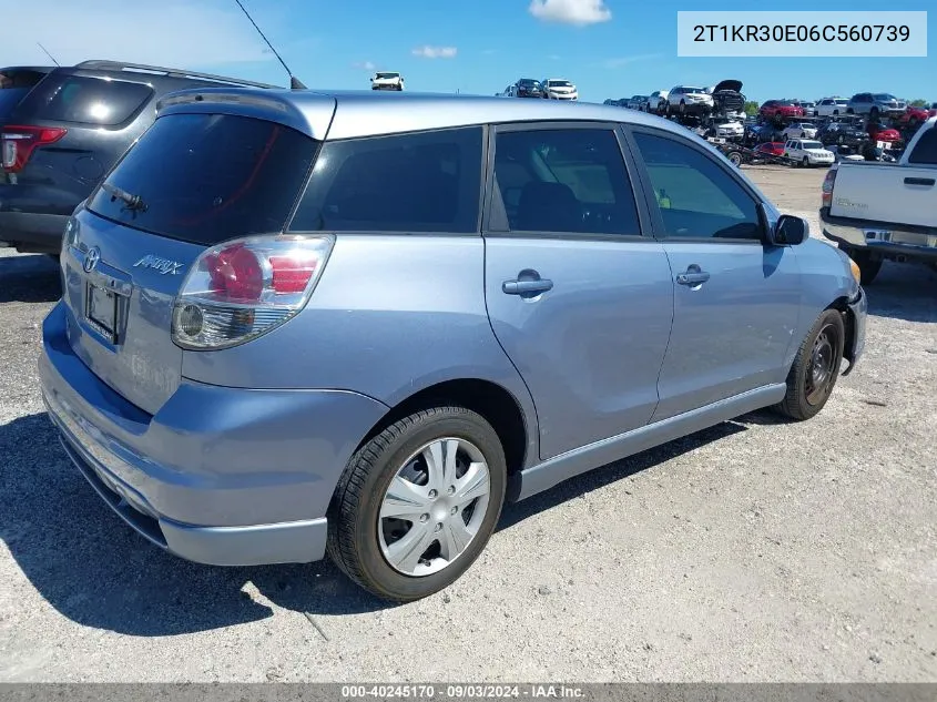 2006 Toyota Matrix Xr VIN: 2T1KR30E06C560739 Lot: 40245170