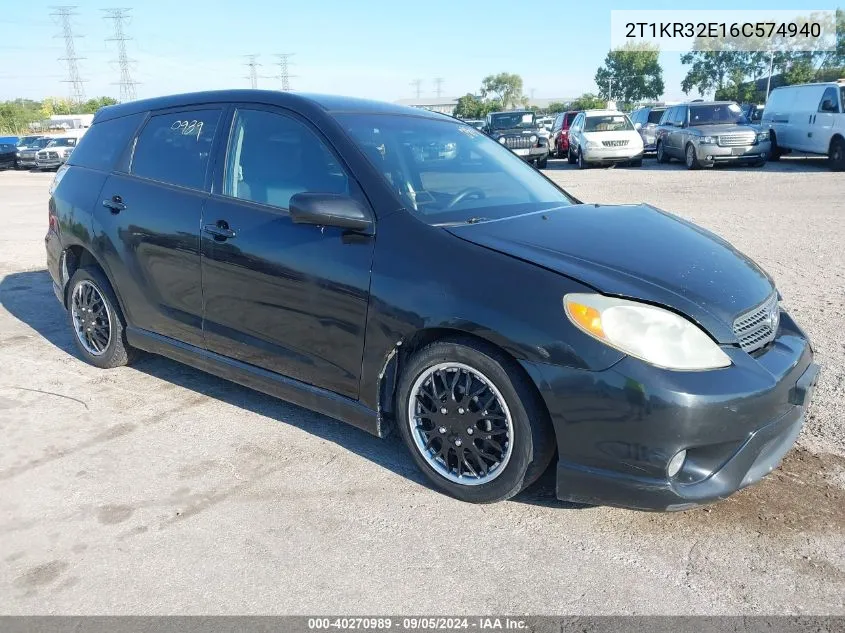 2006 Toyota Matrix Xr VIN: 2T1KR32E16C574940 Lot: 40270989