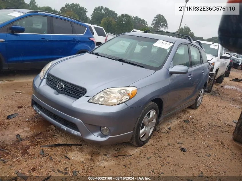 2006 Toyota Corolla Matrix Xr VIN: 2T1KR32E36C576110 Lot: 40323168