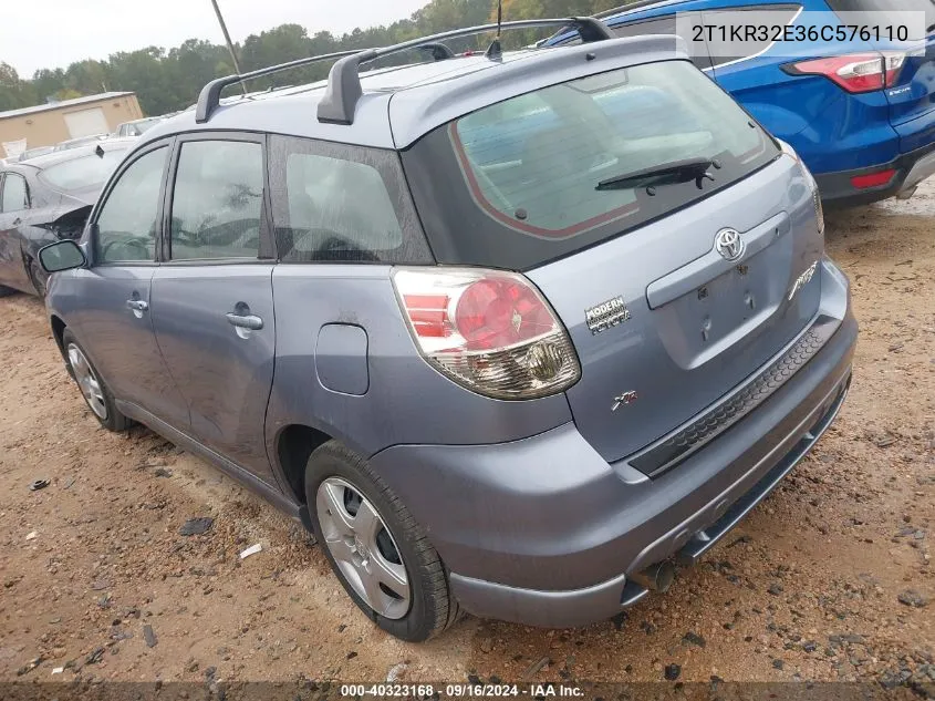 2006 Toyota Corolla Matrix Xr VIN: 2T1KR32E36C576110 Lot: 40323168