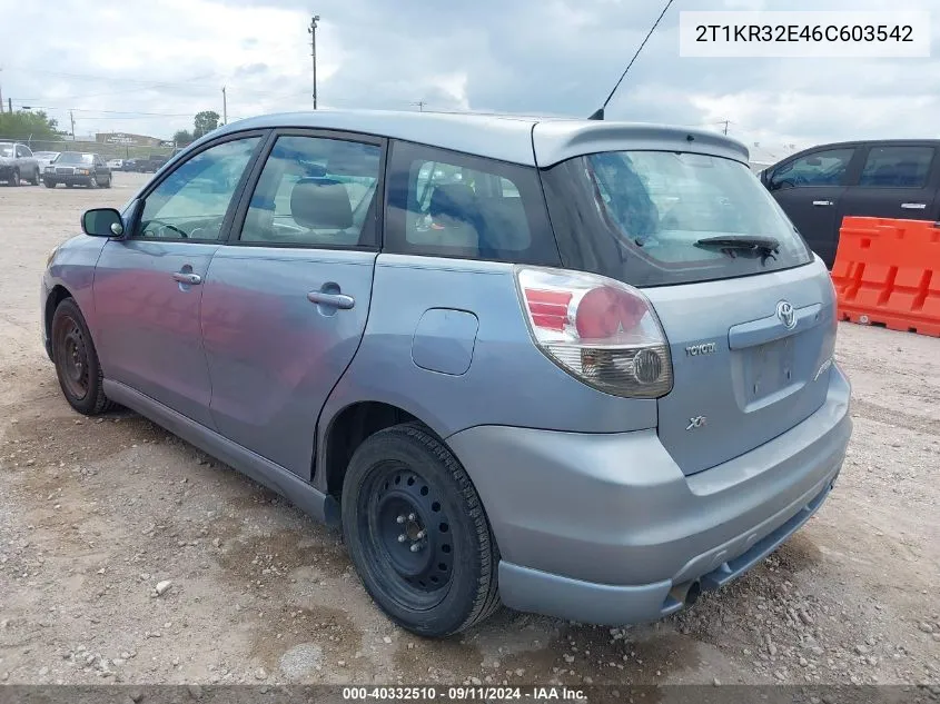 2006 Toyota Matrix Xr VIN: 2T1KR32E46C603542 Lot: 40332510