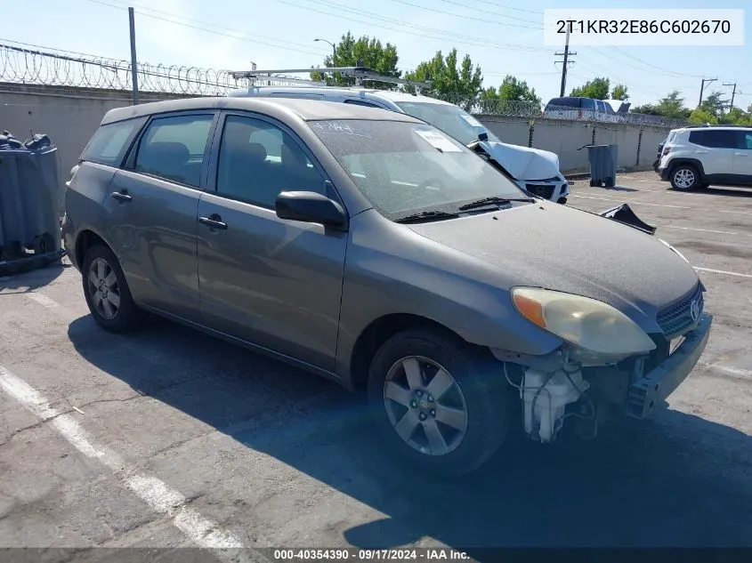 2006 Toyota Matrix VIN: 2T1KR32E86C602670 Lot: 40354390