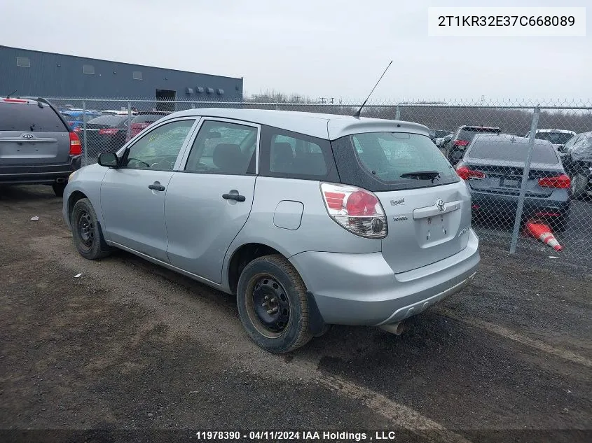 2007 Toyota Matrix Wagon VIN: 2T1KR32E37C668089 Lot: 11978390