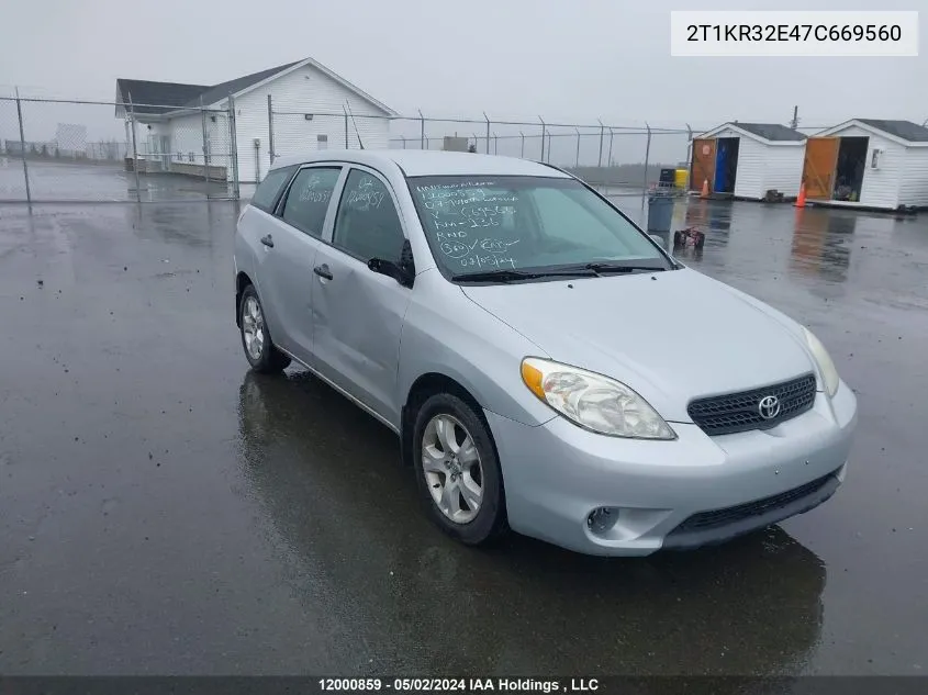 2007 Toyota Corolla Matrix Xr VIN: 2T1KR32E47C669560 Lot: 12000859