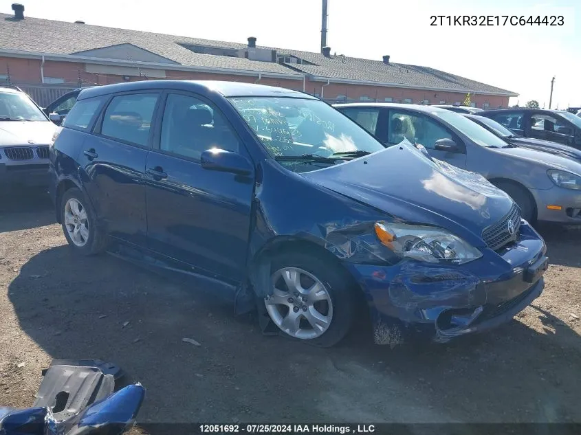 2007 Toyota Matrix Xr VIN: 2T1KR32E17C644423 Lot: 12051692