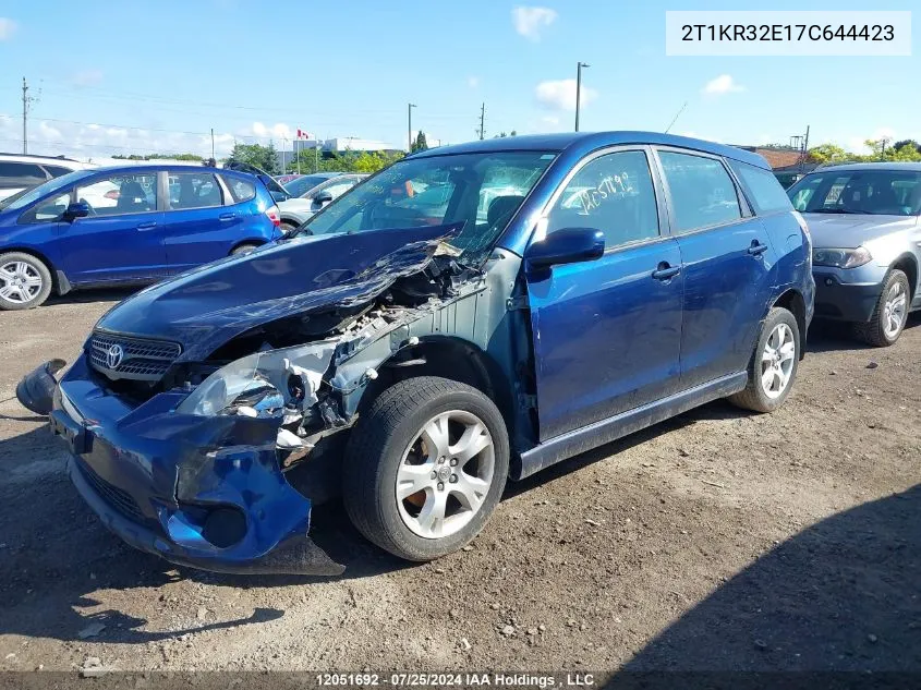 2007 Toyota Matrix Xr VIN: 2T1KR32E17C644423 Lot: 12051692