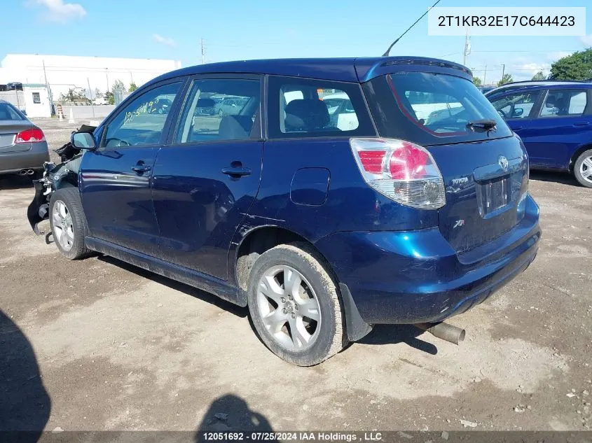 2007 Toyota Matrix Xr VIN: 2T1KR32E17C644423 Lot: 12051692