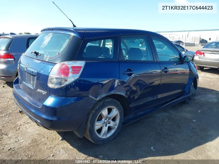 2007 Toyota Matrix Xr VIN: 2T1KR32E17C644423 Lot: 12051692