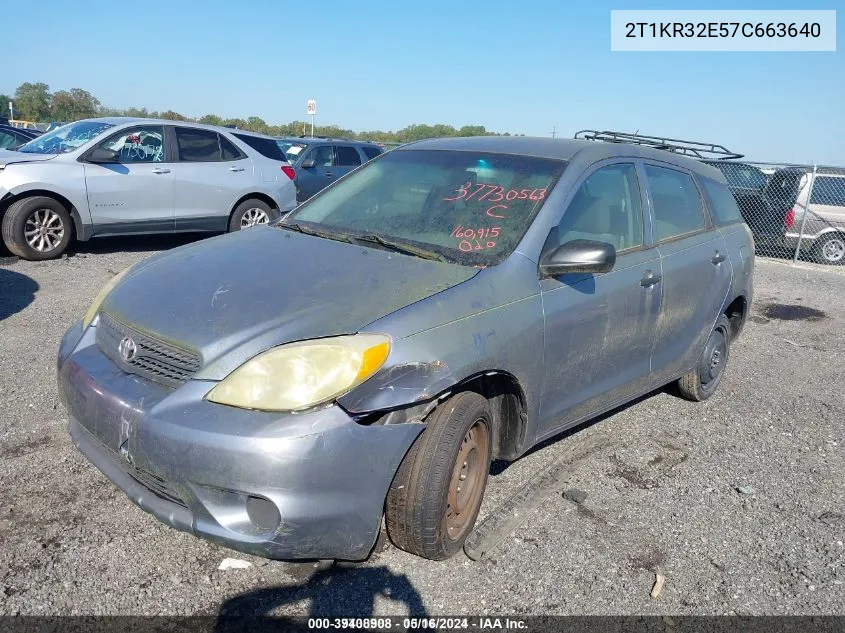 2007 Toyota Matrix VIN: 2T1KR32E57C663640 Lot: 39408908