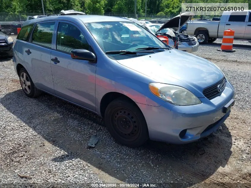 2007 Toyota Matrix VIN: 2T1KR32E07C651010 Lot: 39428895