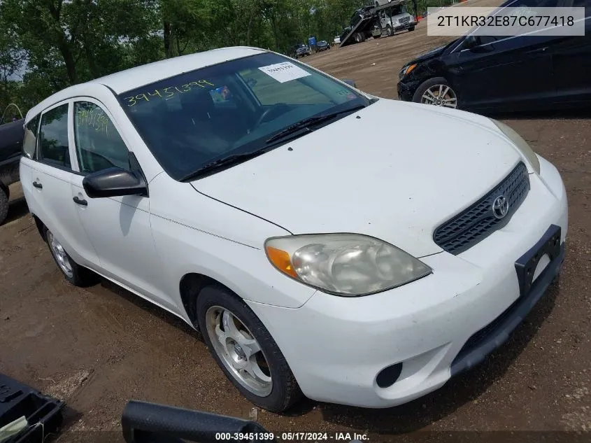 2007 Toyota Matrix VIN: 2T1KR32E87C677418 Lot: 39451399