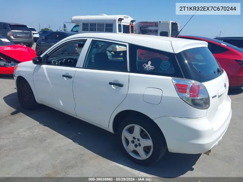 2007 Toyota Matrix VIN: 2T1KR32EX7C670244 Lot: 39539960