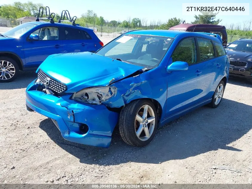 2007 Toyota Matrix Xr VIN: 2T1KR32E47C640446 Lot: 39540136