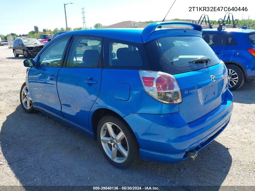 2007 Toyota Matrix Xr VIN: 2T1KR32E47C640446 Lot: 39540136