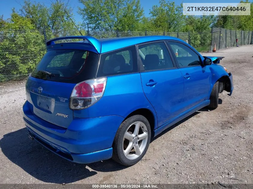 2007 Toyota Matrix Xr VIN: 2T1KR32E47C640446 Lot: 39540136