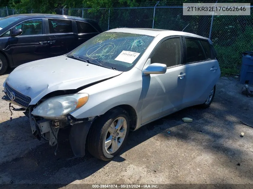 2007 Toyota Matrix Xr VIN: 2T1KR32E17C662646 Lot: 39541074