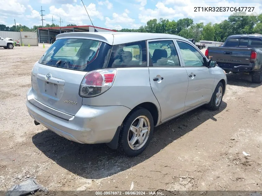 2007 Toyota Matrix VIN: 2T1KR32E37C647727 Lot: 39576972