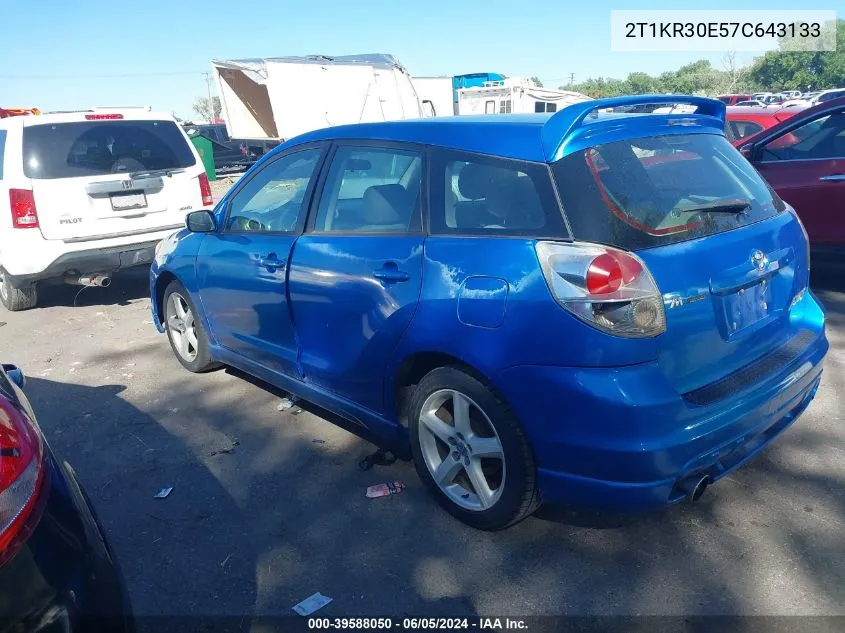 2007 Toyota Matrix Xr VIN: 2T1KR30E57C643133 Lot: 39588050